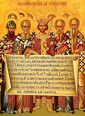 Icon of the First Nicene Council, which adopted the Nicene Creed.